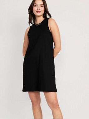 Old Navy Sleeveless Tank Dress Black Medium Short Cotton Casual Basic Staple